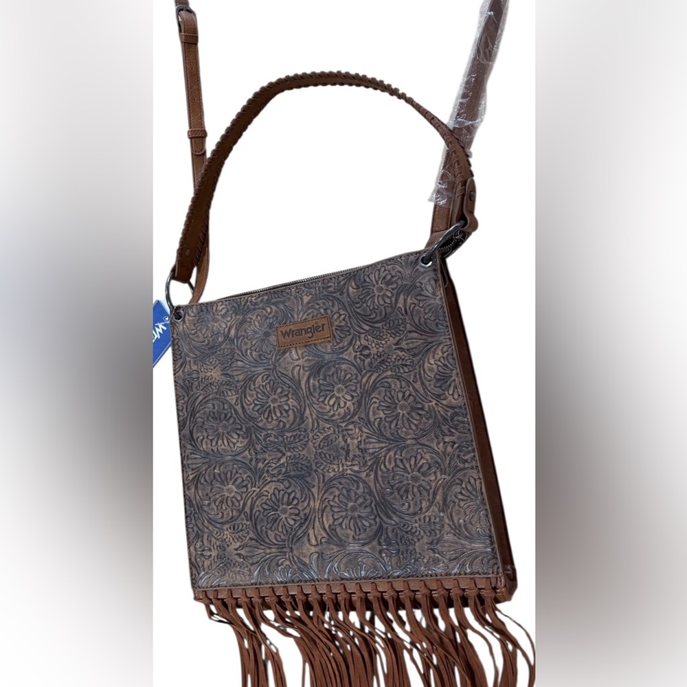 Wrangler Leather Brown Floral Crossbody Women Bag